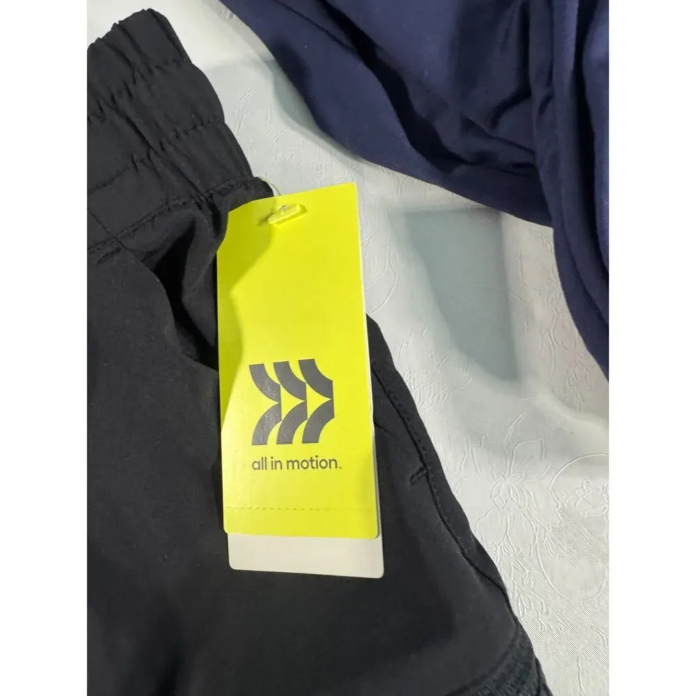 All In Motion Kids Active Light Cargo Jogger Pants Black Size S 6/7 NWT